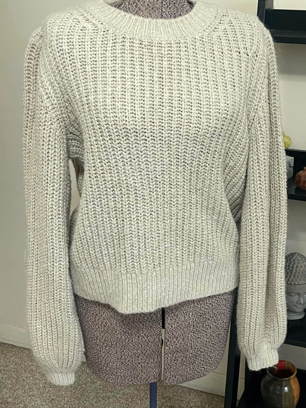 Boden Cream Ribbed Crewneck Sweater Wool Alpaca Blend